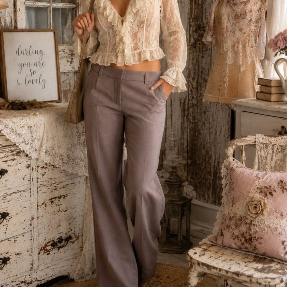 Dynamite Size 00 Brown Wide Leg Trouser Pants | Minimalist, Old Money